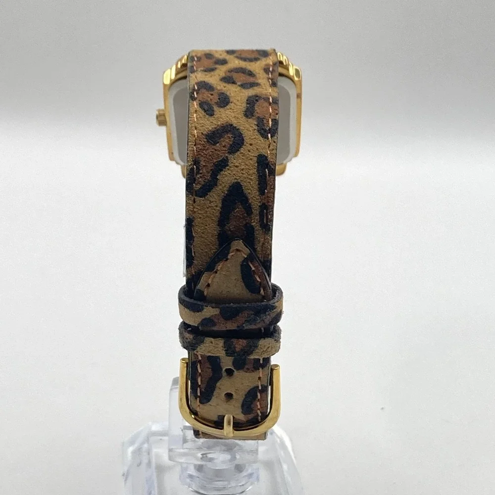 Vivani Women's Watch 26mm Gold Tone Leather Leopard Print Band New Battery 9